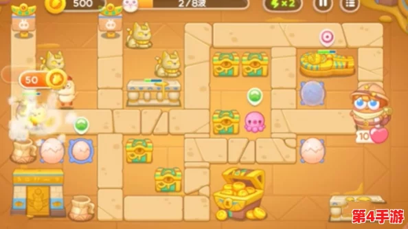 《保卫萝卜4》法老归来第57关:高效布局攻略,巧用蝴蝶结与磁铁炮塔全清通关技巧 《保卫萝卜4》法老归来第57关:高效布局攻略,巧用蝴蝶结与磁铁炮塔全清通关技巧